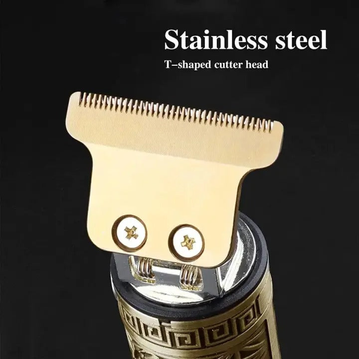 Vintage T9 Professional Hair Trimmer for Men – Metal Body Cordless Hair Clipper, USB Rechargeable Zero-Gapped Detailer for Beard & Grooming.