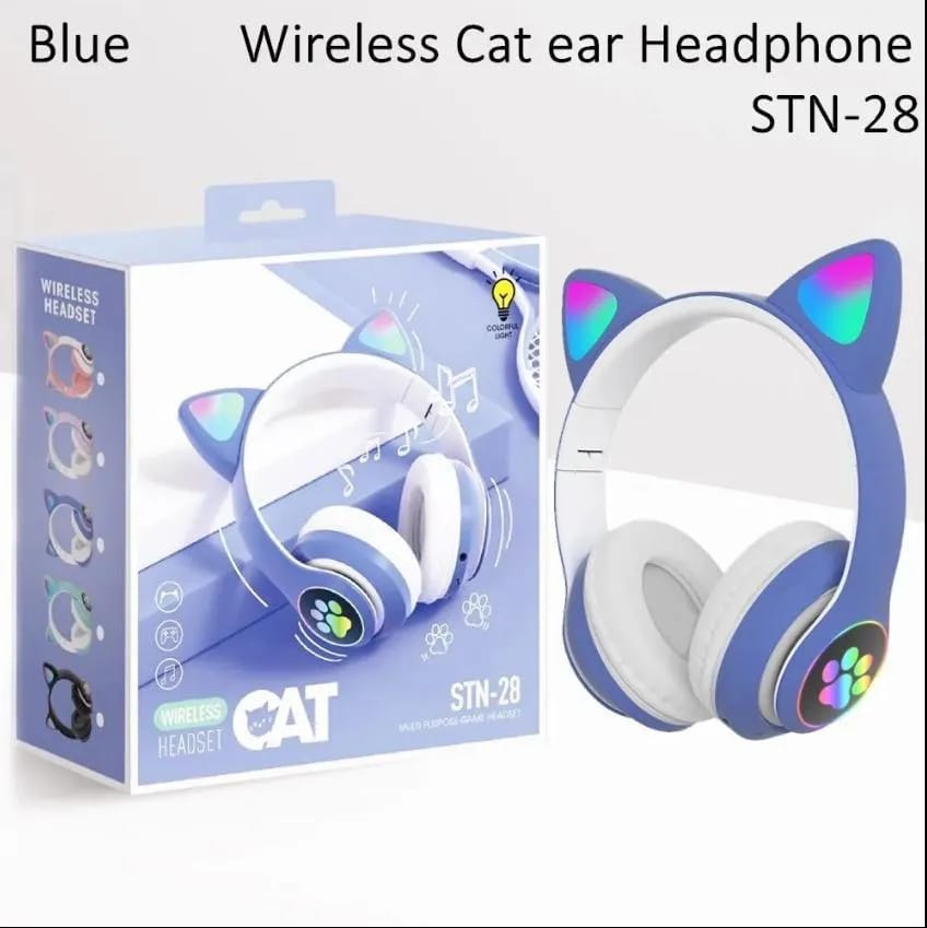 Cat Ear Bluetooth Headphones with LED Lights – Wireless Pink Gaming & Music Headset (Bluetooth 5.1)