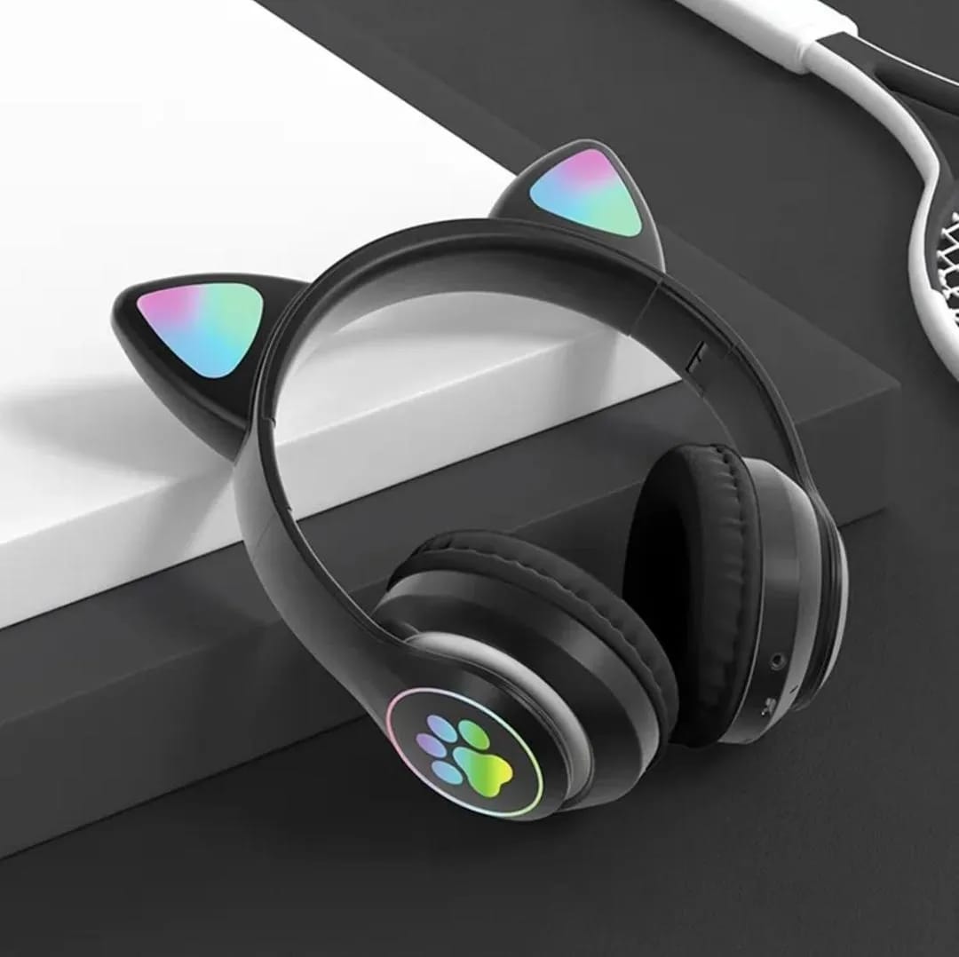 Cat Ear Bluetooth Headphones with LED Lights – Wireless Pink Gaming & Music Headset (Bluetooth 5.1)